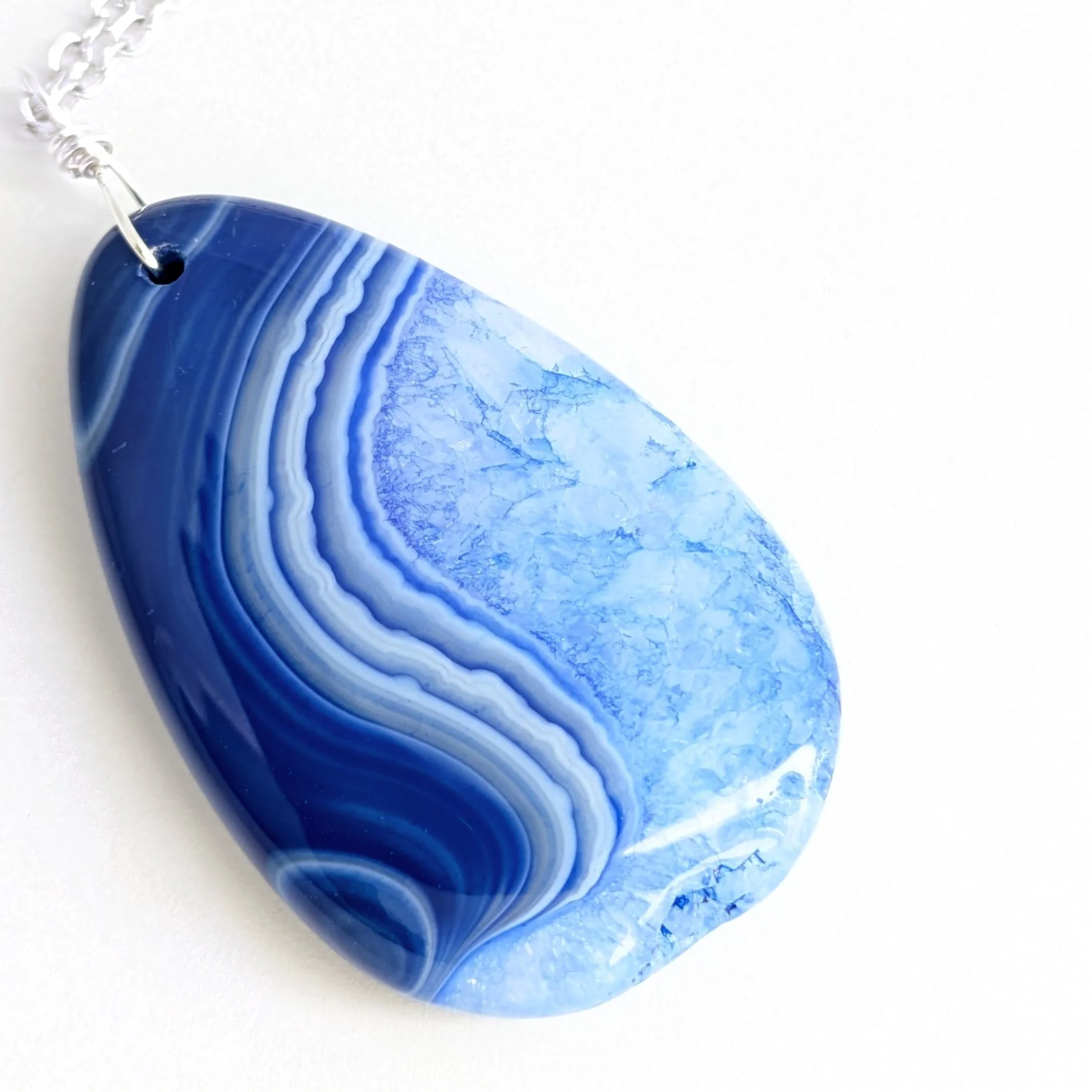 Blue Agate Pendant Necklace with Crystal Quartz — CindyLouWho2